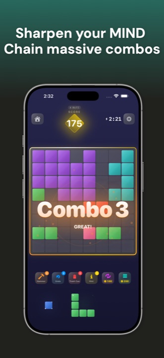 Active gameplay placing blocks on the grid
