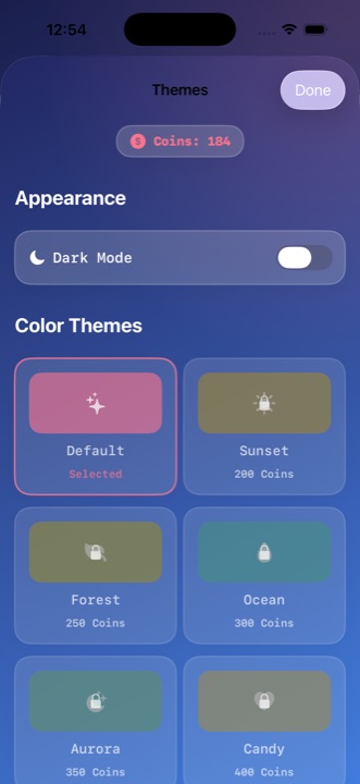 Theme picker with sensory color packs