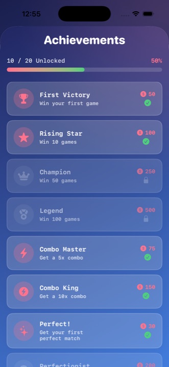 Game Center achievements list